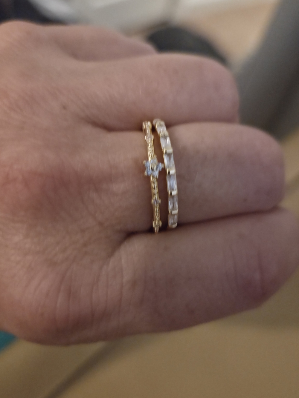 ✨️ Cz Stacking Rings - Sparkling Set, Gold-plated - Picture 5 of 7